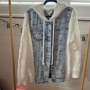 BiBi Denim and Knit Hoodie Jacket